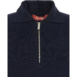 Teti Blue Polo Shirt with Classic Collar and Front Half Zip Closure in Viscose Blend Woman