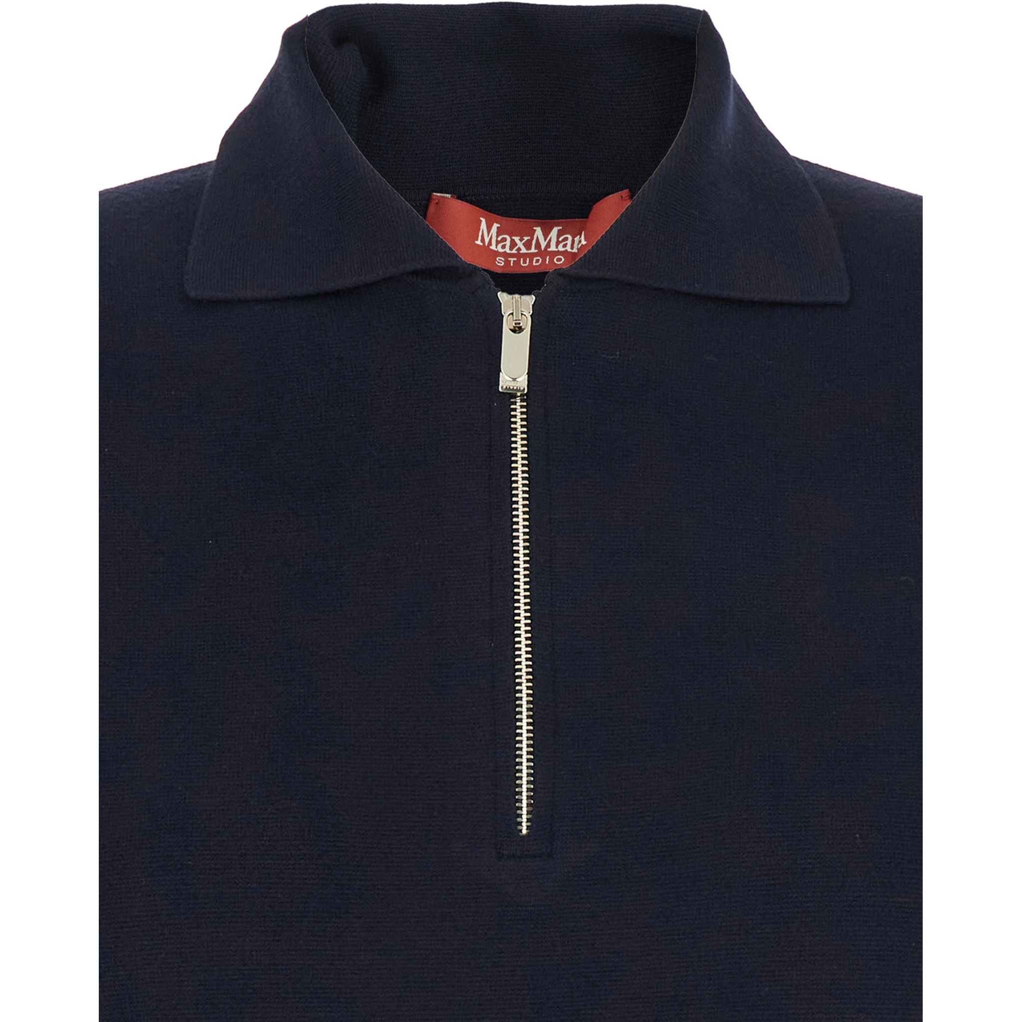 Teti Blue Polo Shirt with Classic Collar and Front Half Zip Closure in Viscose Blend Woman