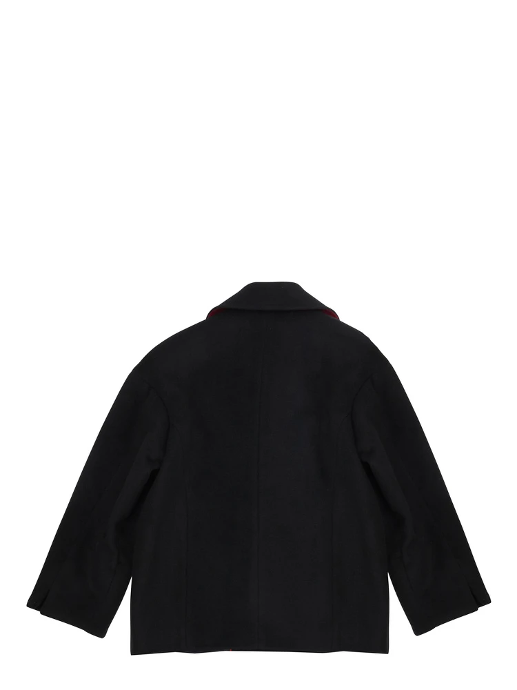 Black Coat with Classic Lapels and Button Closure in Wool Girl alternative