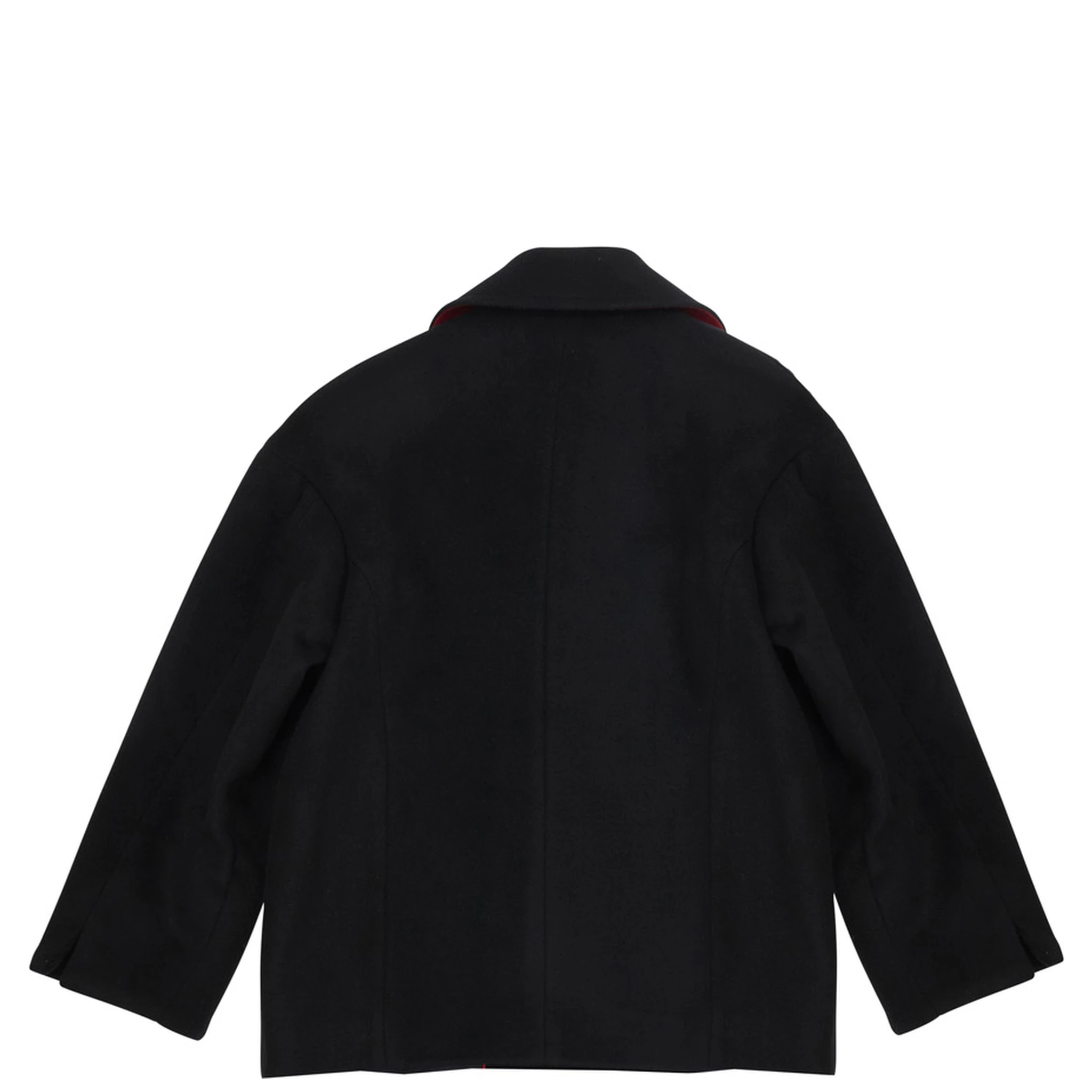 Black Coat with Classic Lapels and Button Closure in Wool Girl