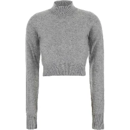 Gubbio Grey Cropped Sweater with High Neck in Cashmere Woman