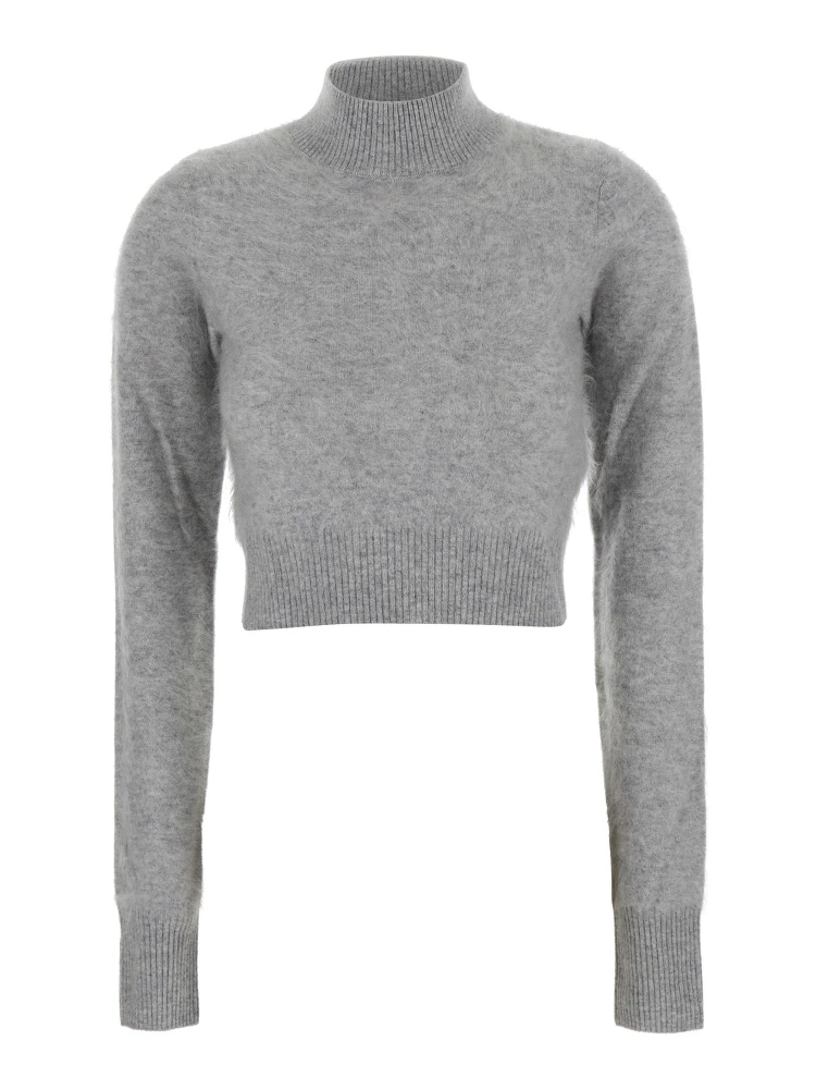 Gubbio Grey Cropped Sweater with High Neck in Cashmere Woman