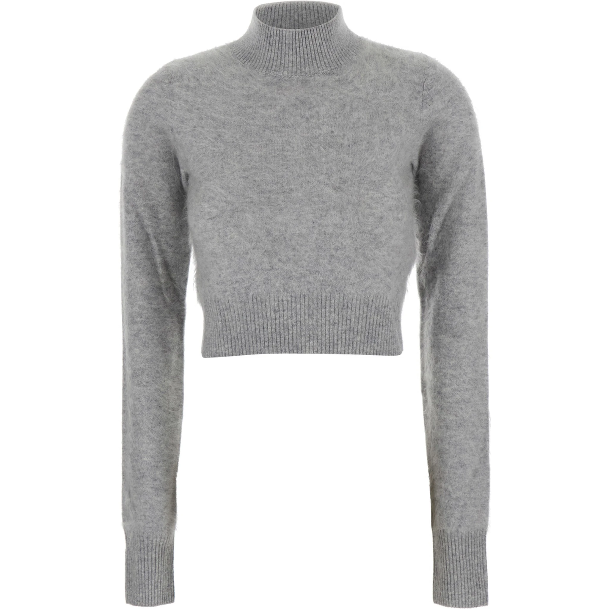 Gubbio Grey Cropped Sweater with High Neck in Cashmere Woman