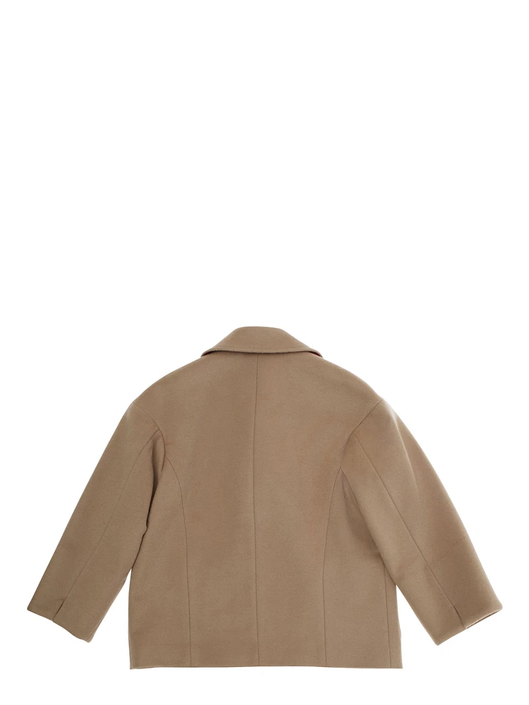 Beige Coat with Classic Lapels and Button Closure in Wool Girl alternative