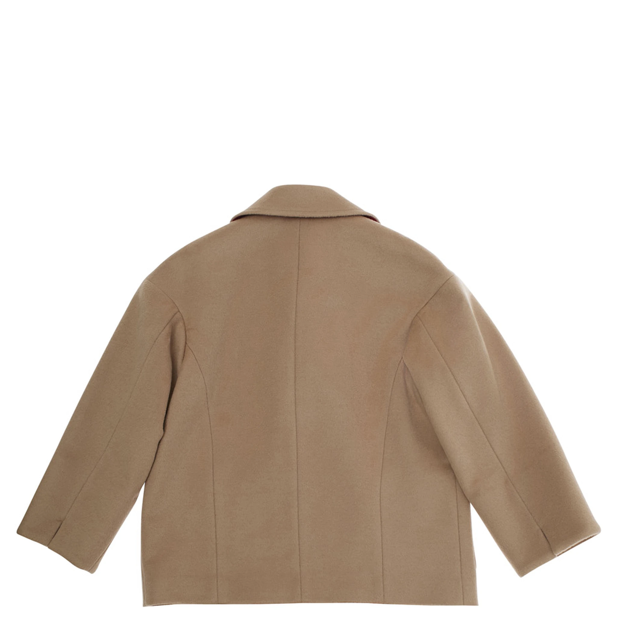 Beige Coat with Classic Lapels and Button Closure in Wool Girl