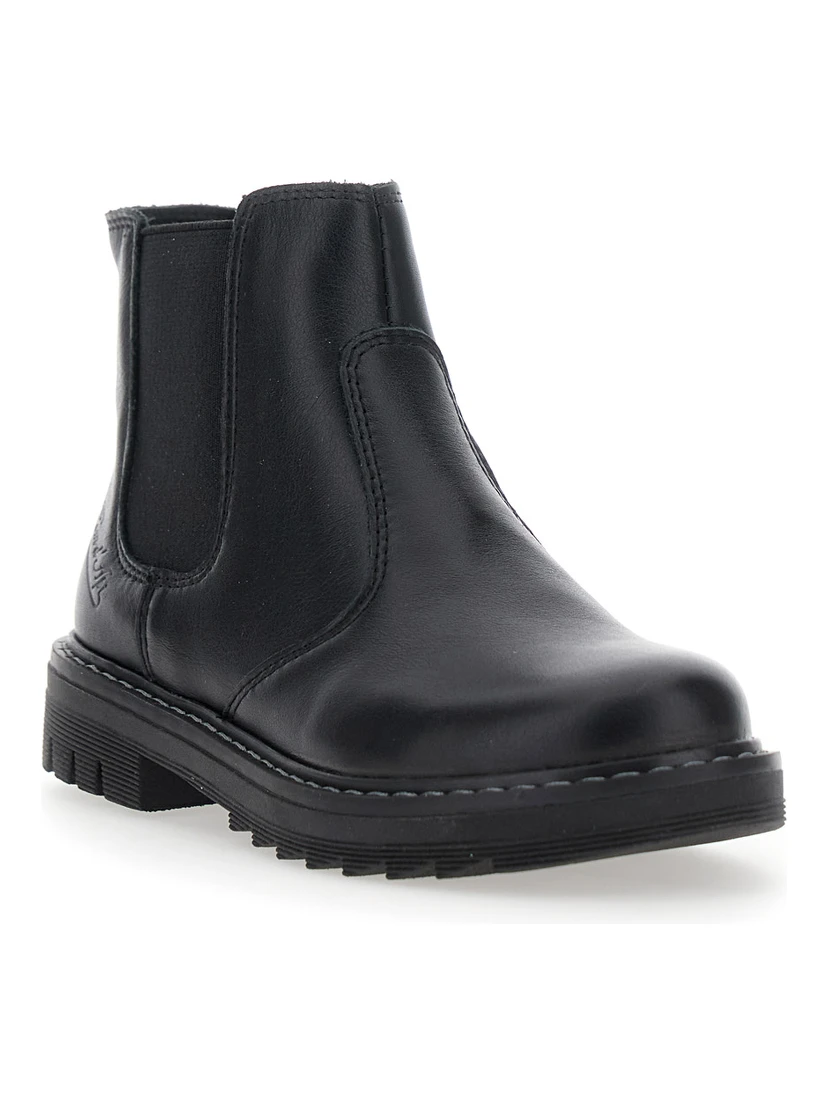 Black Ankle Boots with Side Logo in Nubuck Leather Girl