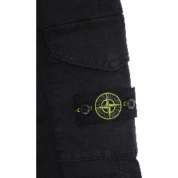 Black Pants with One Cargo Pocket on the Front and Logo Patch on the Front in Cotton Stretch Boy