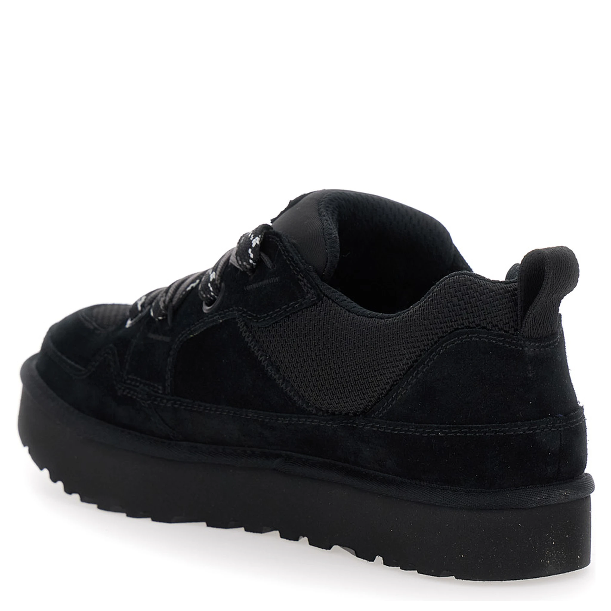 Lo Lowmel Black Sneakers with Mesh Inserts and Logo on the Side in Suede Man