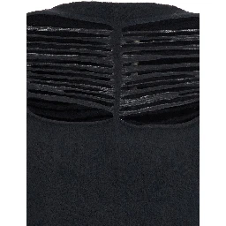 Black Sweater with Distressed Effect and Cut-Out Details on the Front in Alpaca Blend Woman