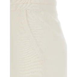 White Pants with Elasticated Waist with Drawstring in Fabric Woman