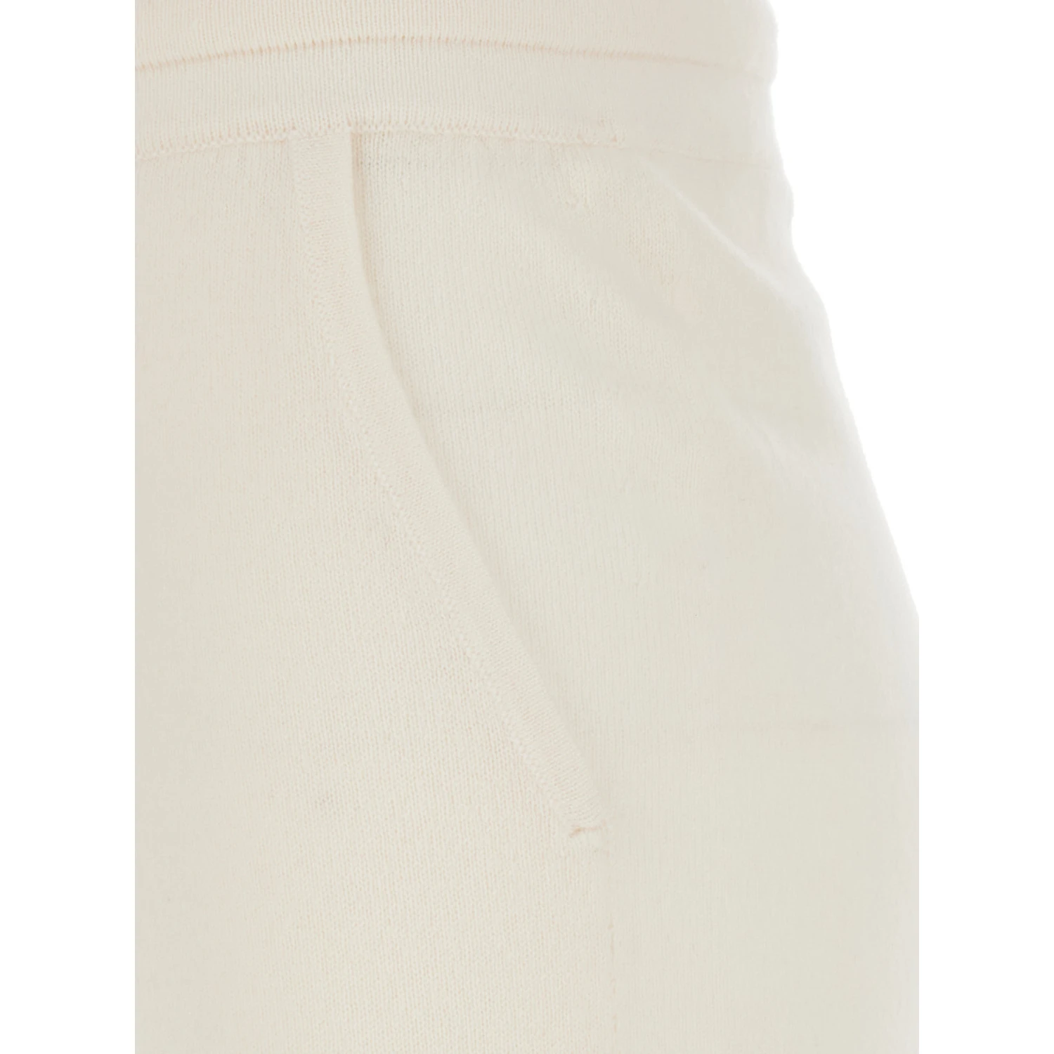 White Pants with Elasticated Waist with Drawstring in Fabric Woman