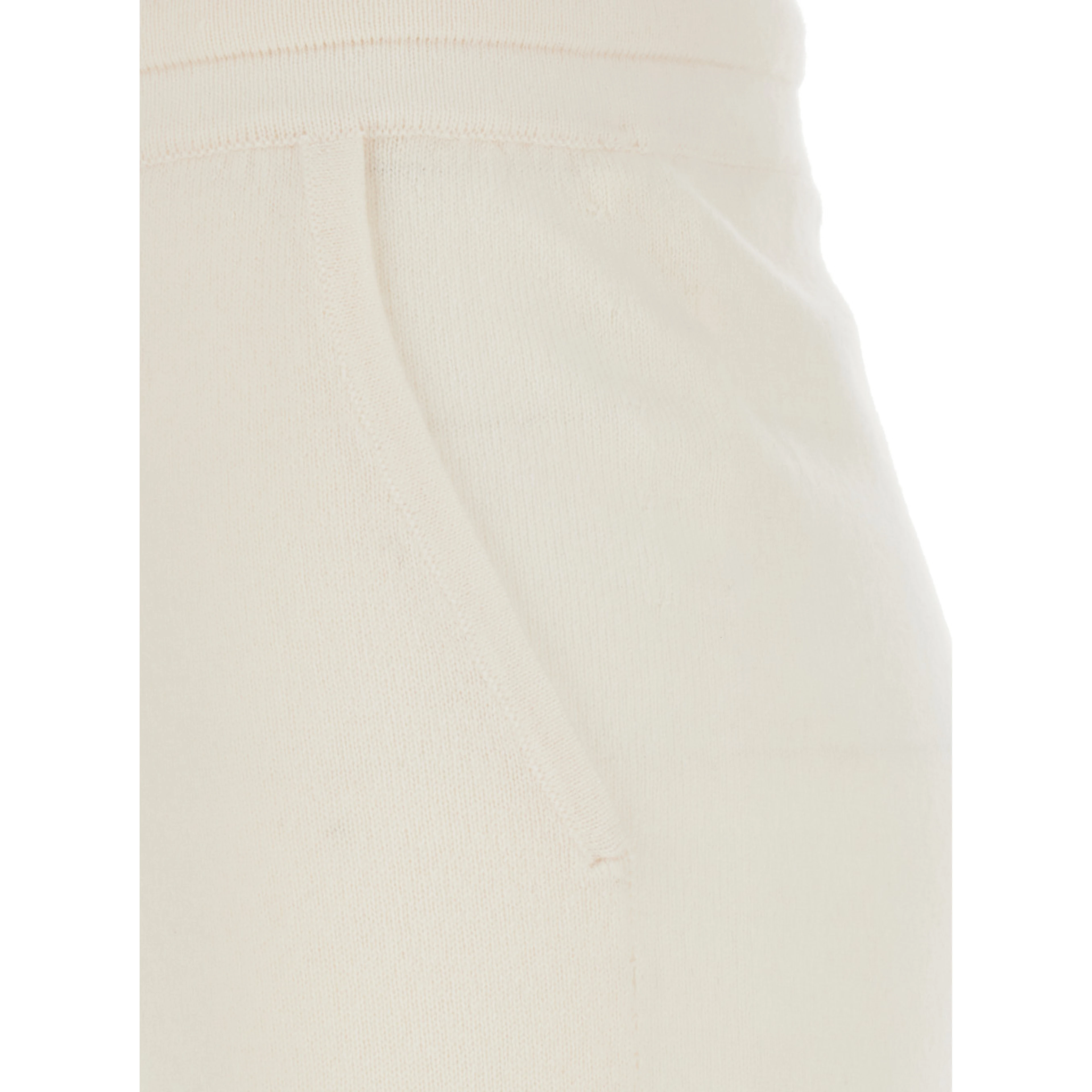 White Pants with Elasticated Waist with Drawstring in Fabric Woman