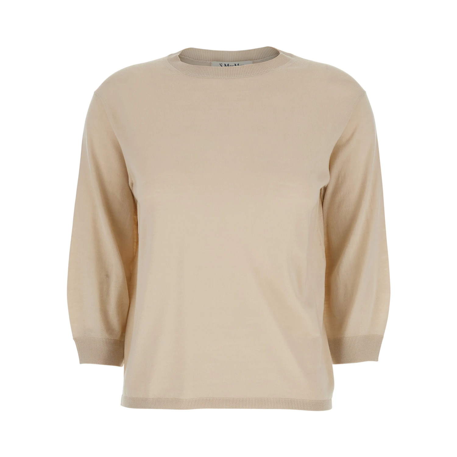 Amici Beige Sweater with Three-Quarter Sleeves in Virgin Wool Woman