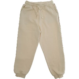 Gio White Pants with Elastic Drawstring Waist and Embroidery on the Side in Cotton Girl