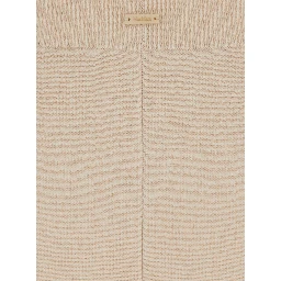 Giberna Beige Flared Skirt with Logo Patch on the Rear in Wool and Cashmere Woman