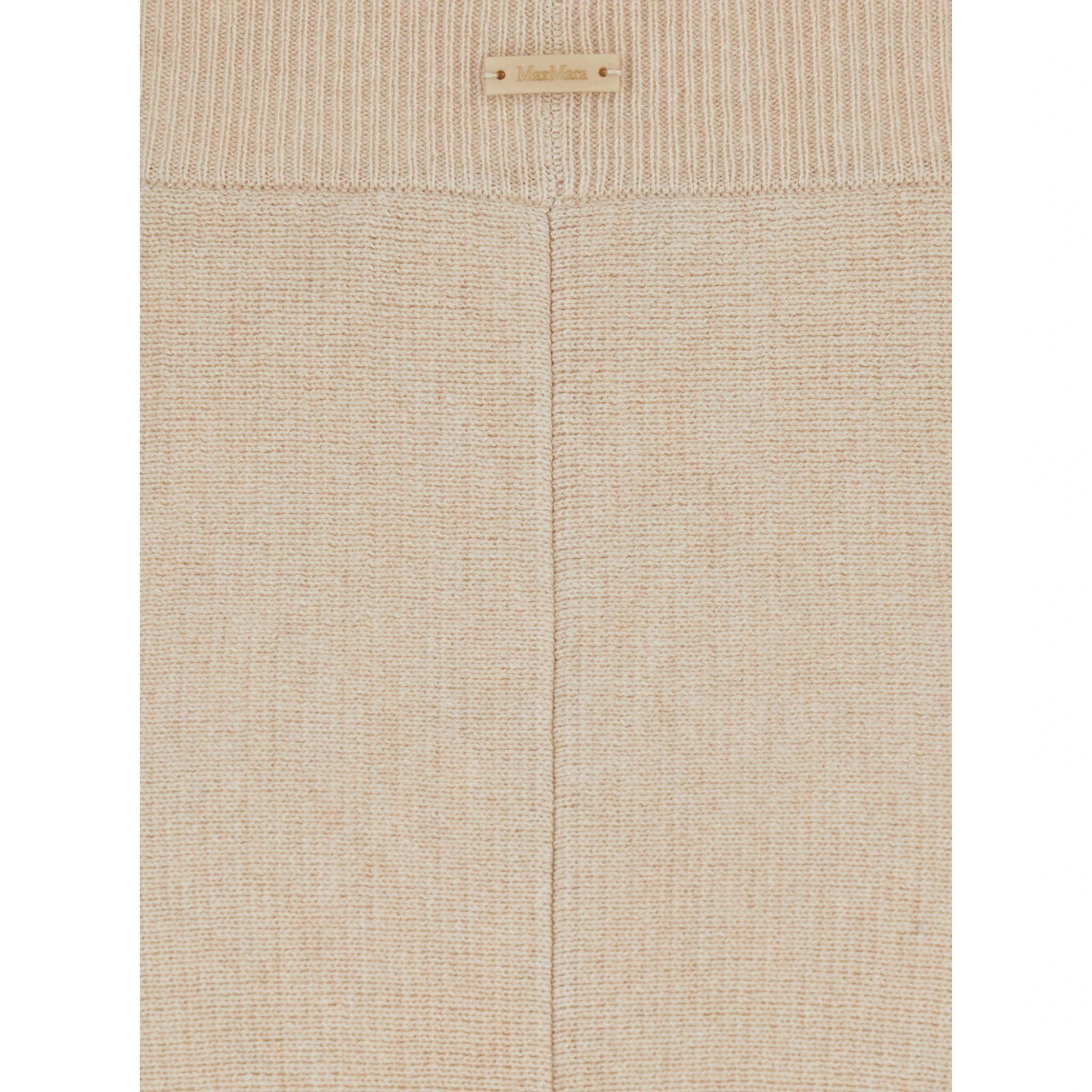 Giberna Beige Flared Skirt with Logo Patch on the Rear in Wool and Cashmere Woman