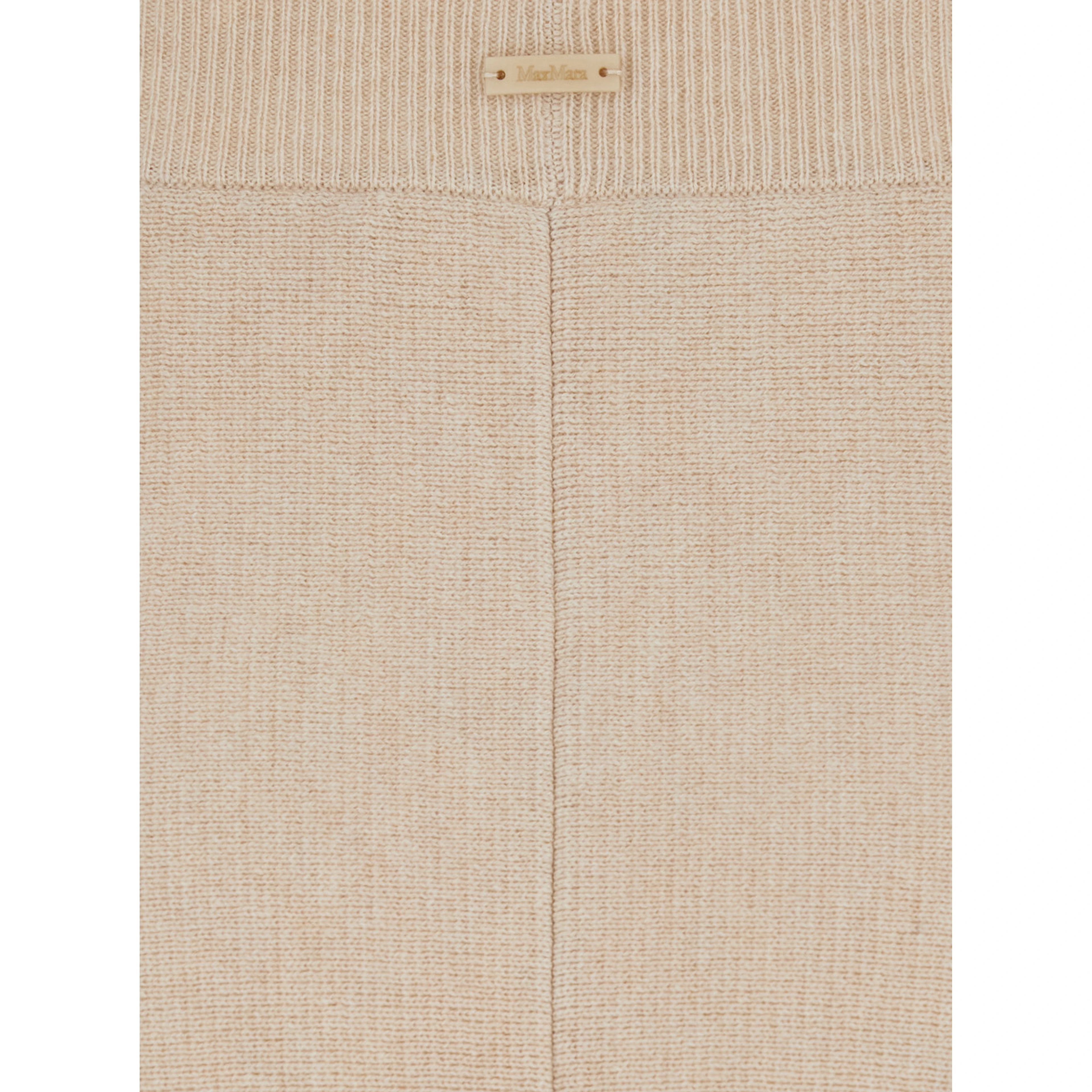 Giberna Beige Flared Skirt with Logo Patch on the Rear in Wool and Cashmere Woman