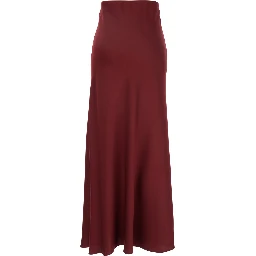 Bordeaux Long Skirt  with Volant Detail at the End in Satin Woman