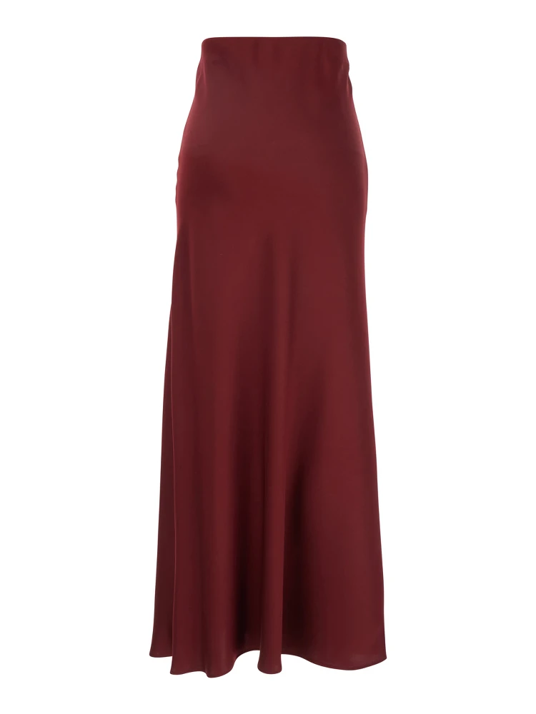 Bordeaux Long Skirt  with Volant Detail at the End in Satin Woman alternative