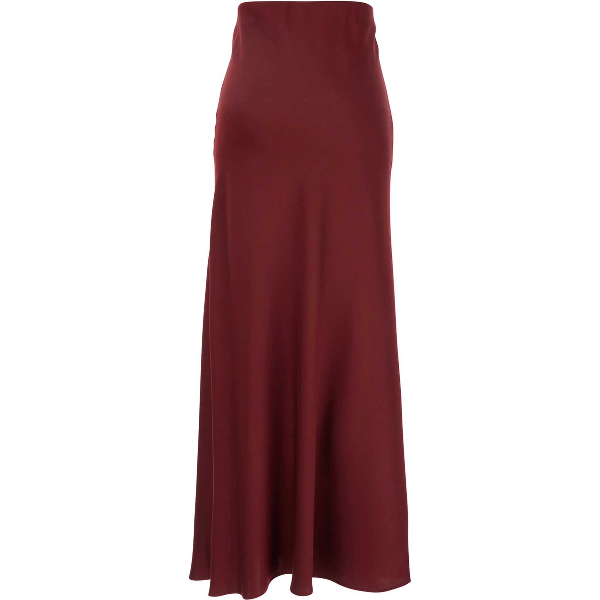 Bordeaux Long Skirt  with Volant Detail at the End in Satin Woman