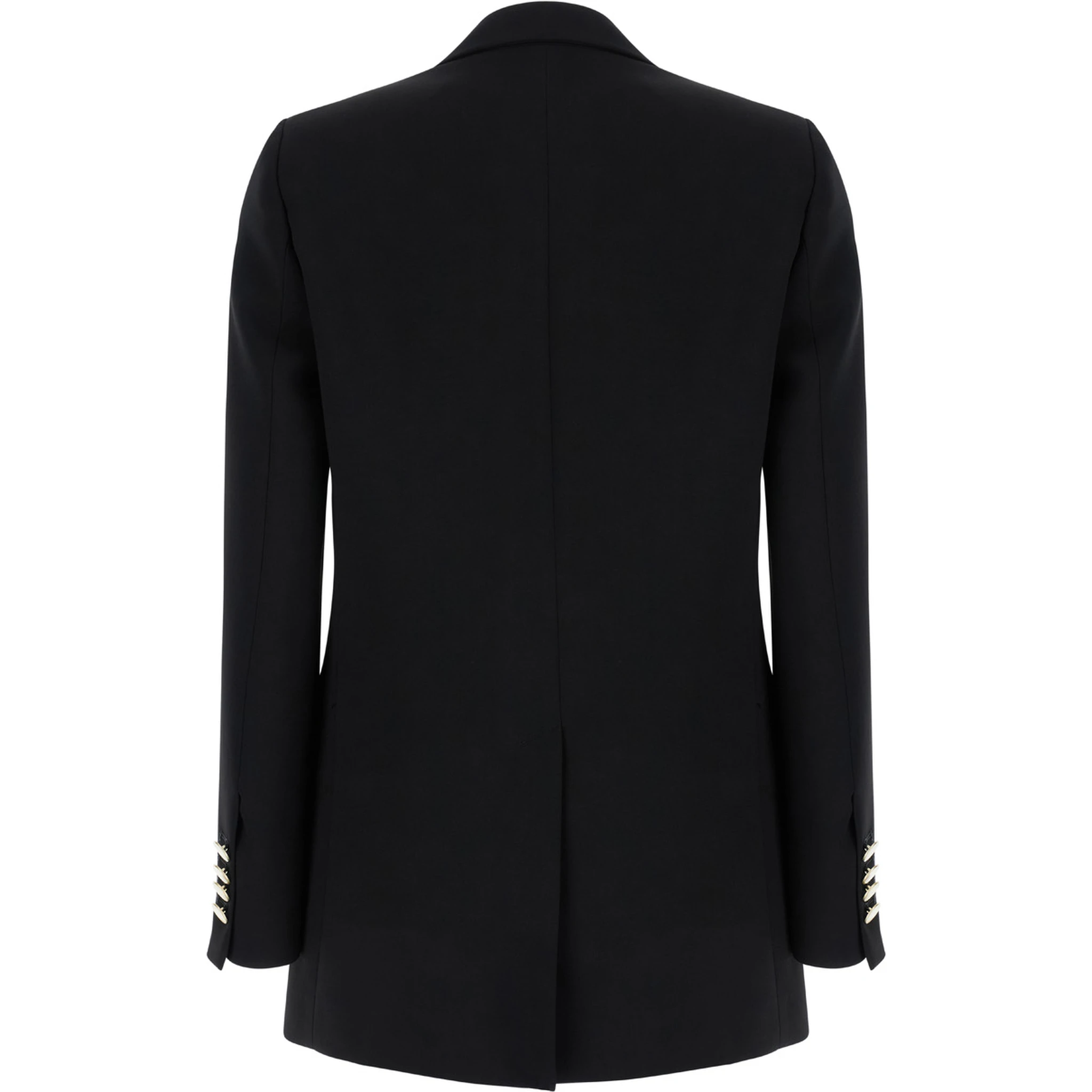 Black Double-Breasted Jacket with Golden Buttons in Cady Woman