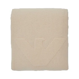 Beige Blanket with Logo Embroidery on the Front in Cotton Home