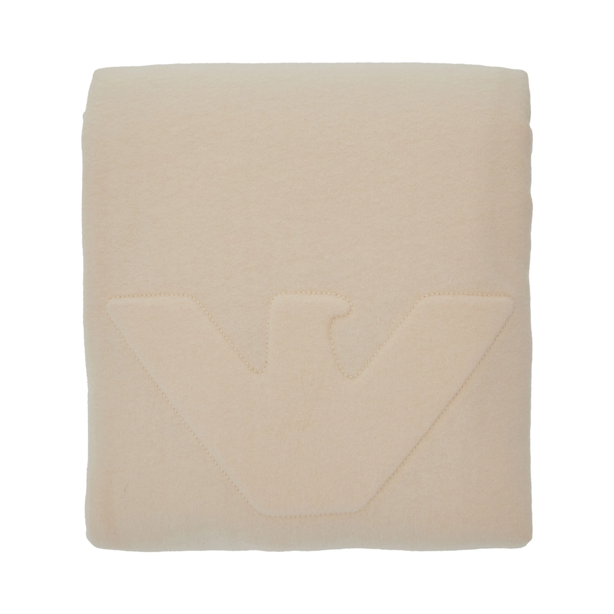 Beige Blanket with Logo Embroidery on the Front in Cotton Home