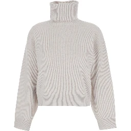 Grey Turtleneck Knit Sweater in Cashmere Woman