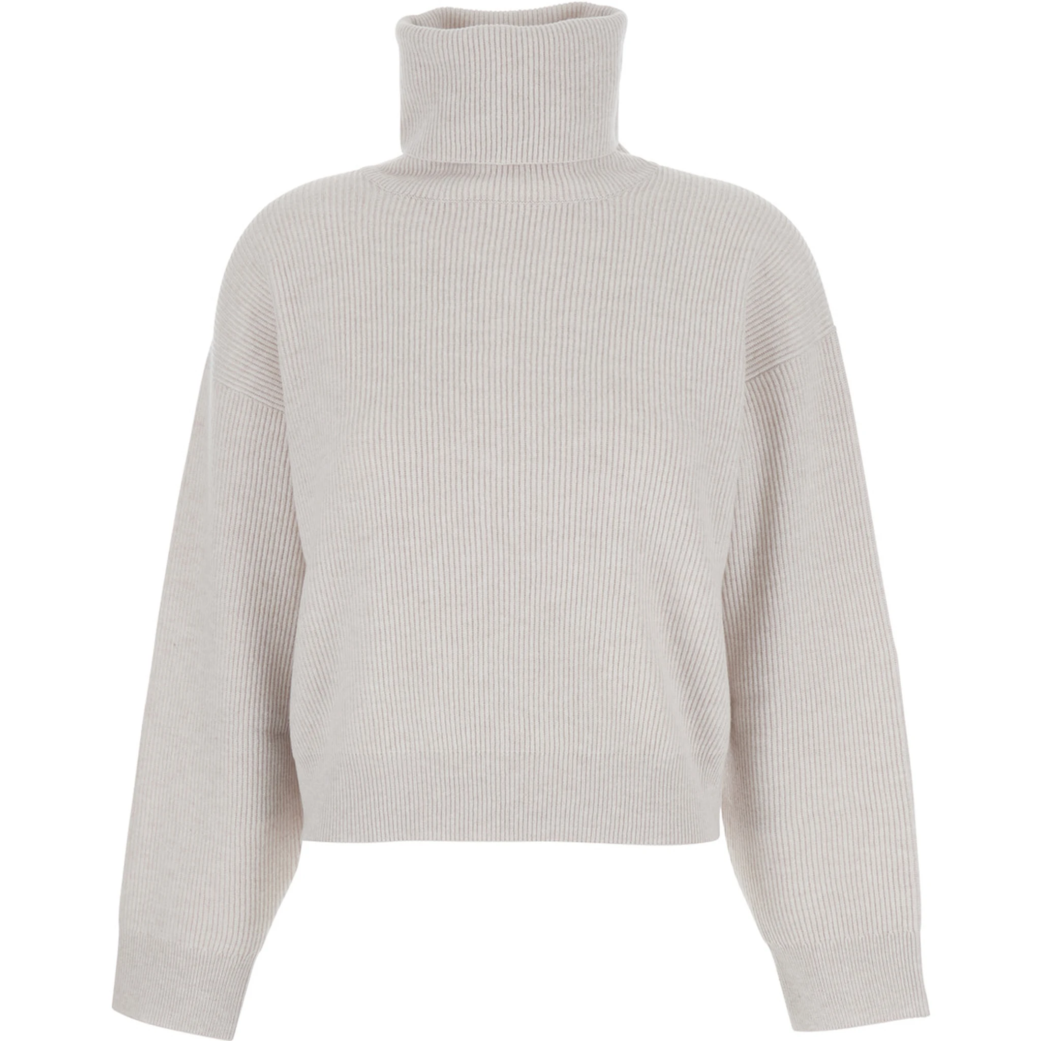 Grey Turtleneck Knit Sweater in Cashmere Woman