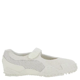 Mostro Fey White Sneakers with Touch-Strap Closure and Rubber Sole with Cleats in Suede and Mesh Man