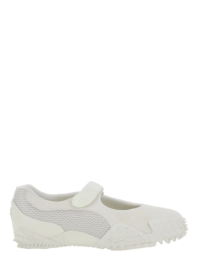 Mostro Fey White Sneakers with Touch-Strap Closure and Rubber Sole with Cleats in Suede and Mesh Man