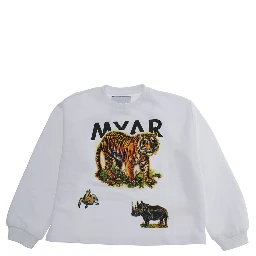White Sweatshirt with Logo Print on Front and Rear in Cotton Boy