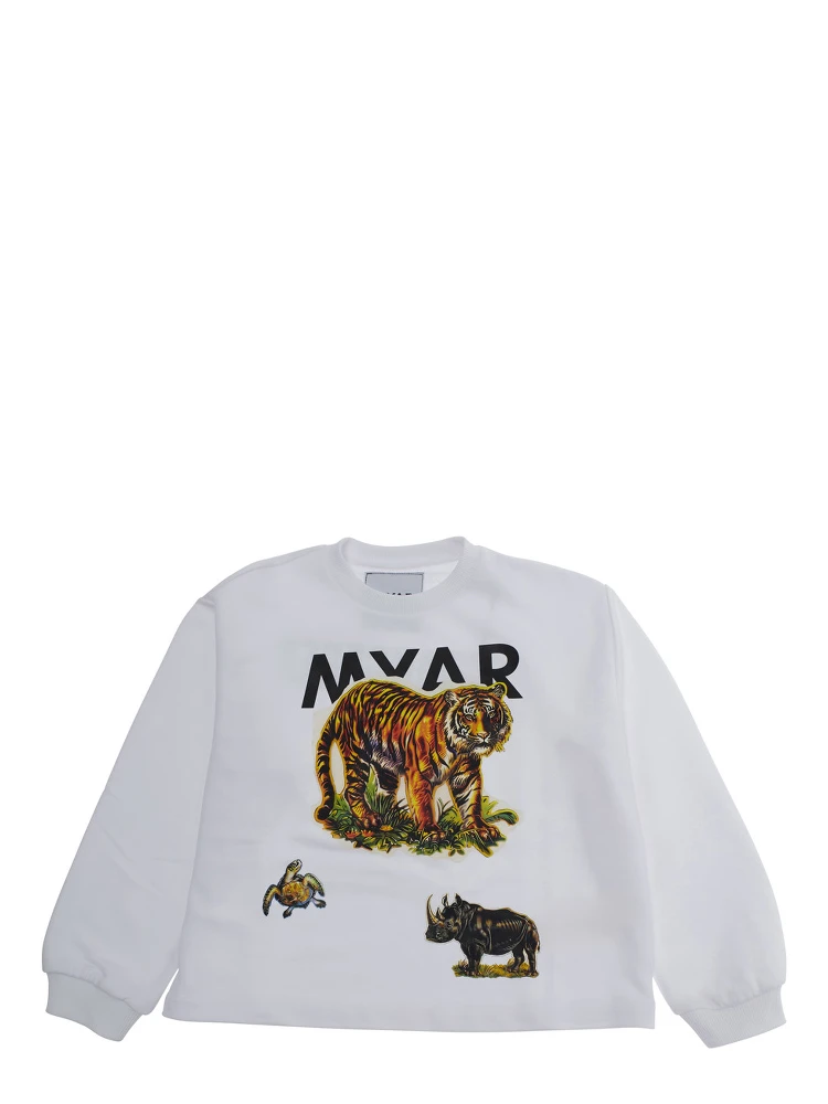 White Sweatshirt with Logo Print on Front and Rear in Cotton Boy