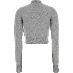 Gubbio Grey Cropped Sweater with High Neck in Cashmere Woman