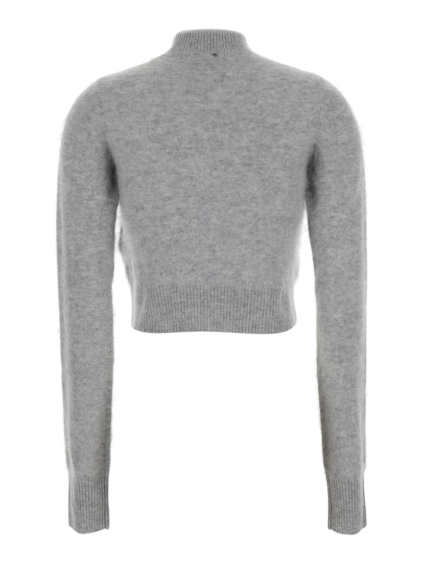 Gubbio Grey Cropped Sweater with High Neck in Cashmere Woman