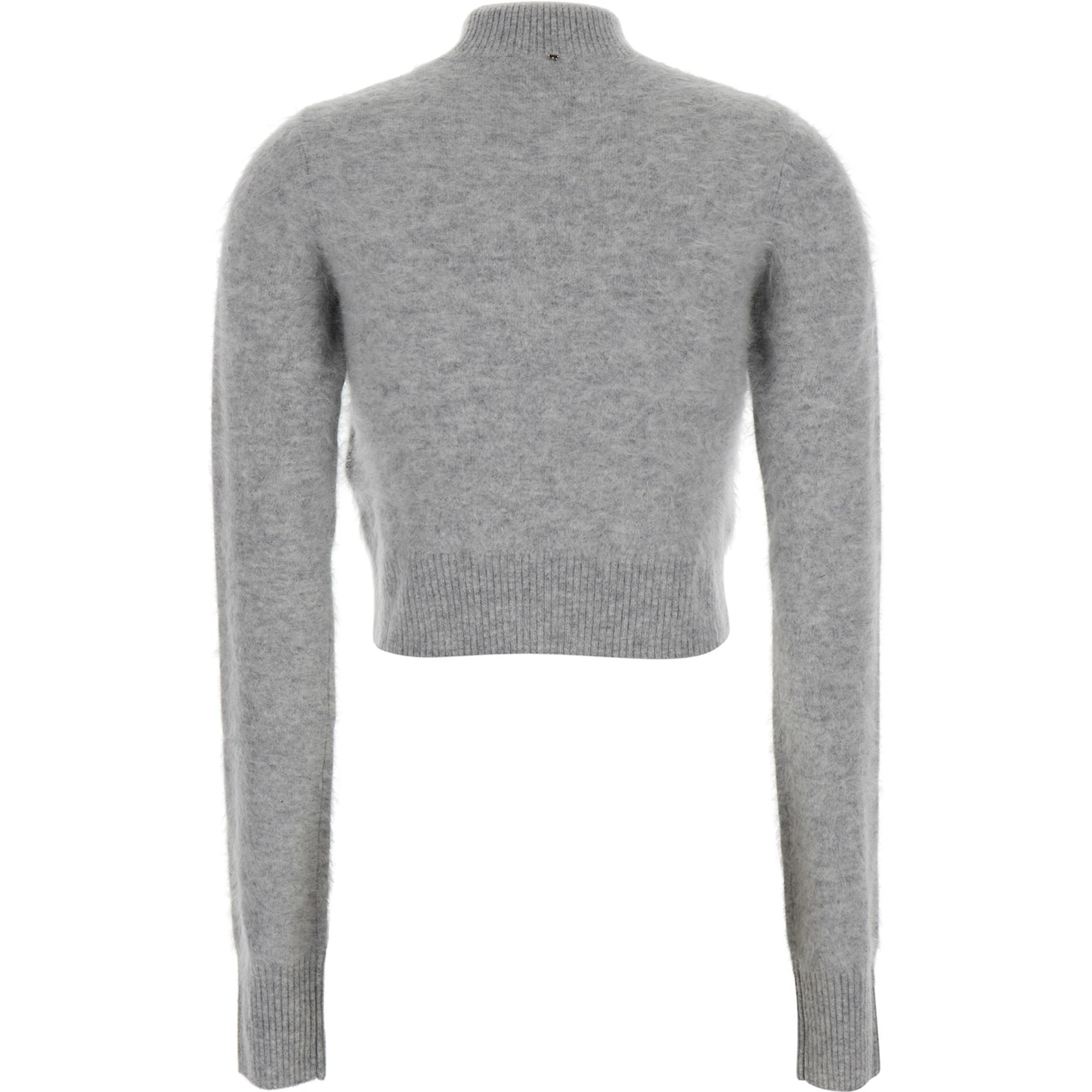 Gubbio Grey Cropped Sweater with High Neck in Cashmere Woman