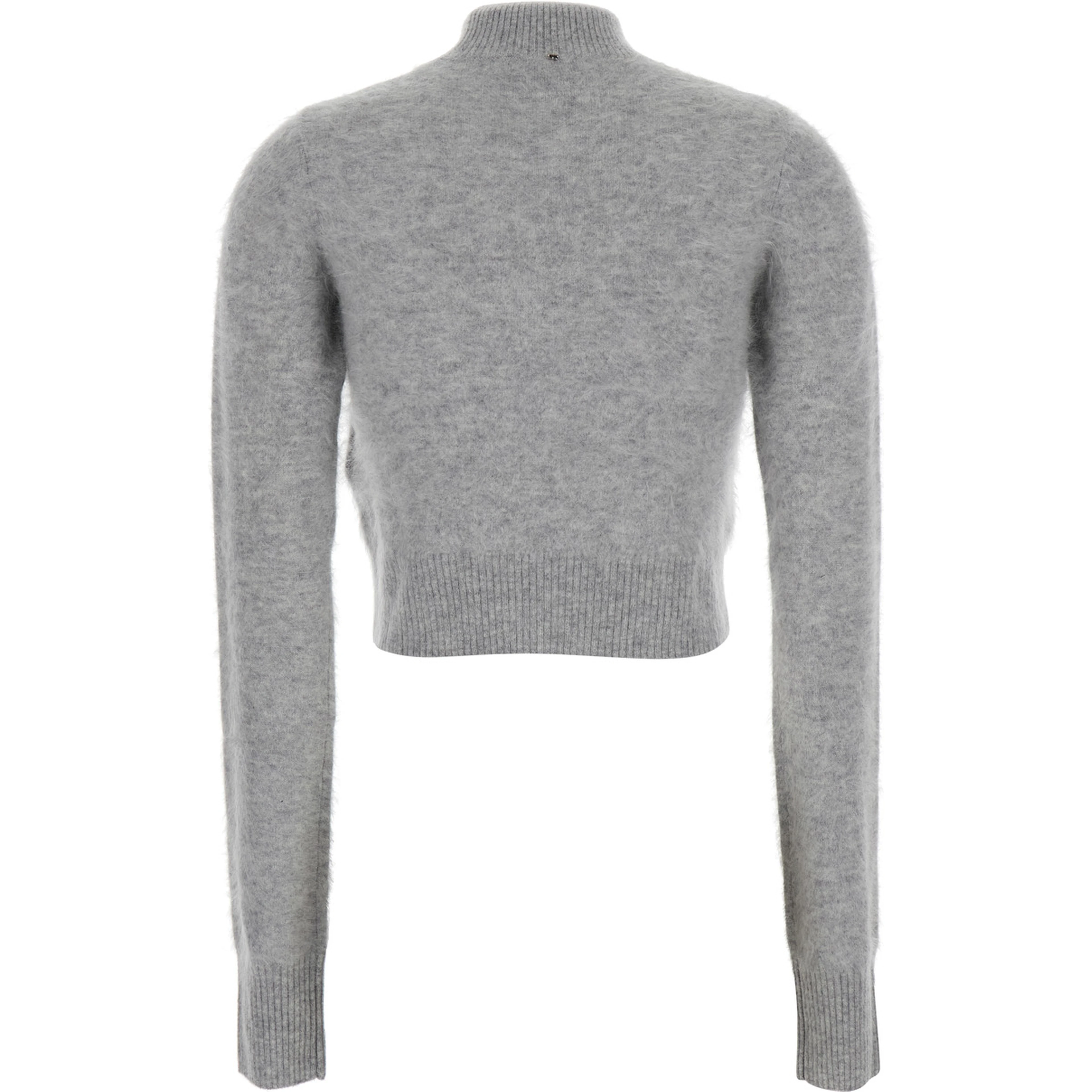 Gubbio Grey Cropped Sweater with High Neck in Cashmere Woman