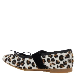 Multicolor Ballet Shoes with Adjustable Strap Closure and All-Over Leopard Motif in Fabric Girl
