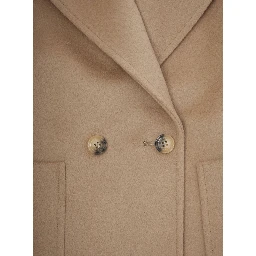 Beige Coat with Classic Lapels and Button Closure in Wool Girl