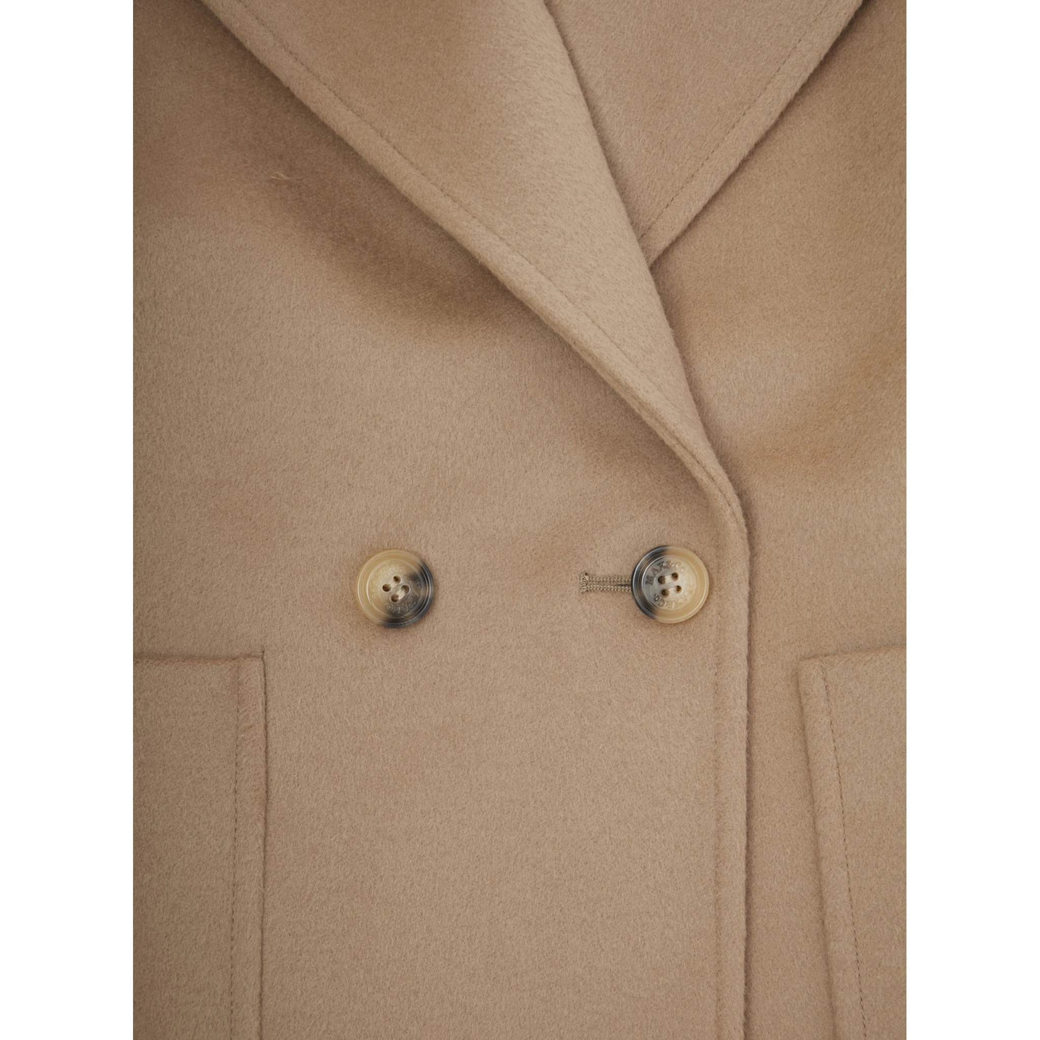 Beige Coat with Classic Lapels and Button Closure in Wool Girl
