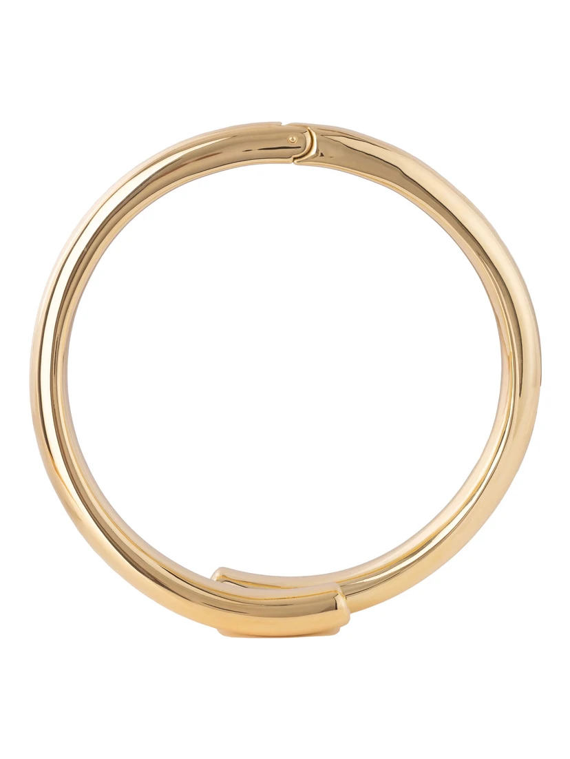 Gold-Colored Choker Necklace with Tube Design in Bronze Woman