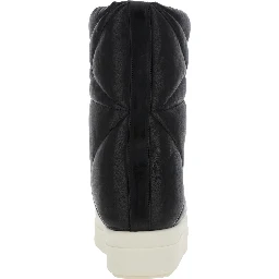 Black Down Filled and Quilted Ankle Boots in Leather Man