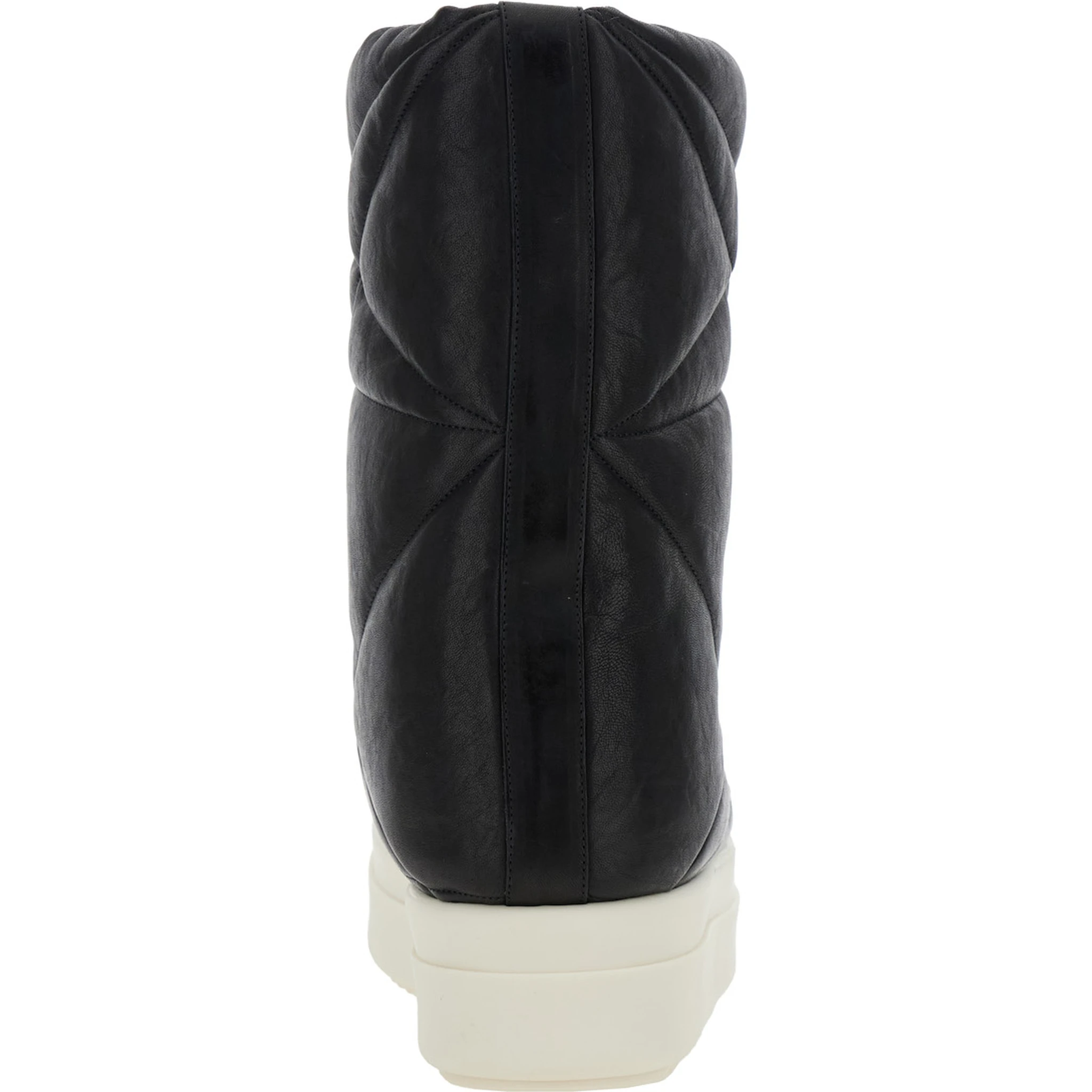 Black Down Filled and Quilted Ankle Boots in Leather Man