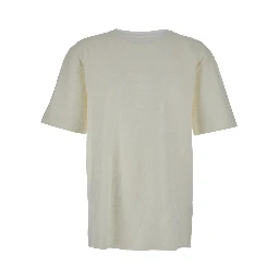 White Crewneck T-Shirt with Tone-on-Tone All-Over FF Motif in Cotton Man