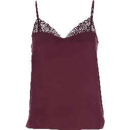 Bordeaux Top with Thin Strap and Logo Plaque on the Back in Fabric Woman