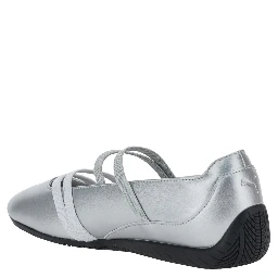 Speedcat Metallic Ballet Shoes with Elastic Band and Logo on the Front in Tech Fabric Woman