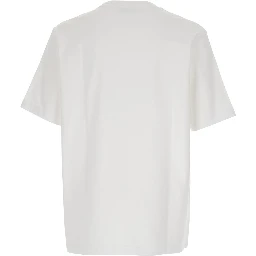 White T-Shirt with Fox Head Patch in Cotton Man