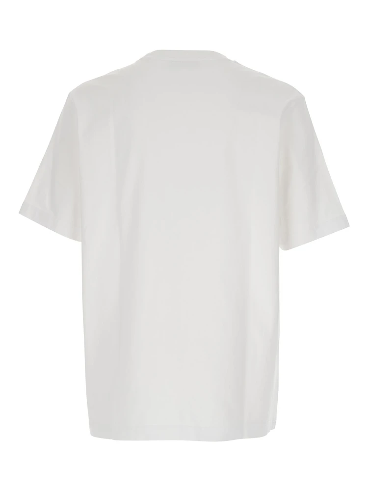 White T-Shirt with Fox Head Patch in Cotton Man alternative
