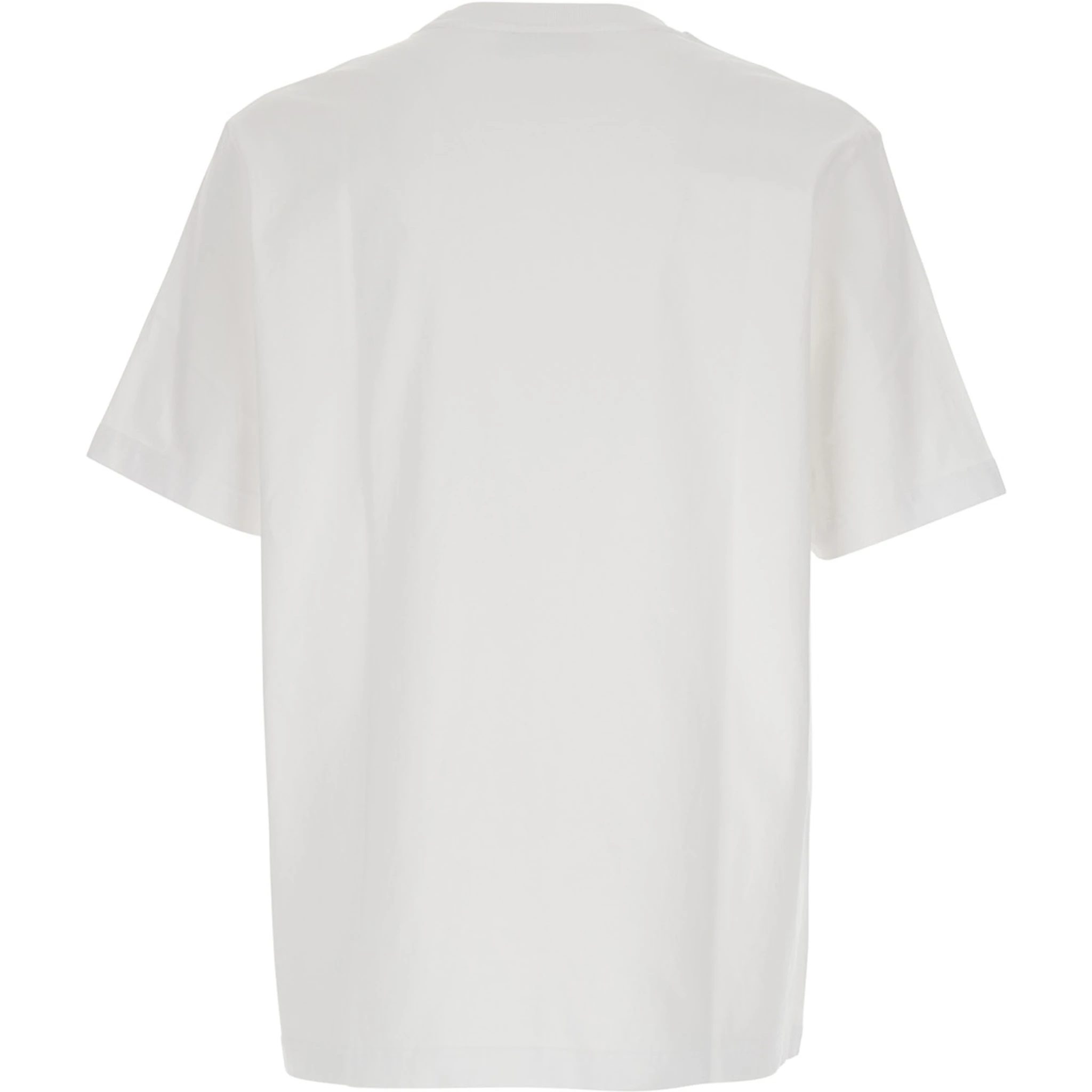White T-Shirt with Fox Head Patch in Cotton Man
