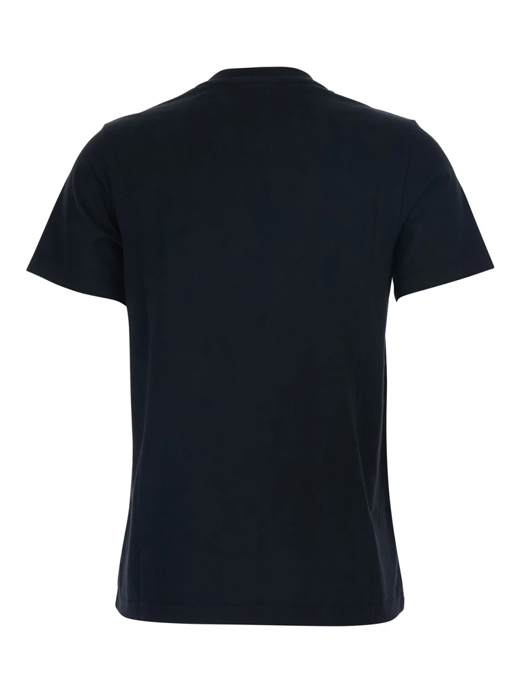 Black Crewneck T-Shirt with Logo Embroidery on the Front in Cotton Woman alternative